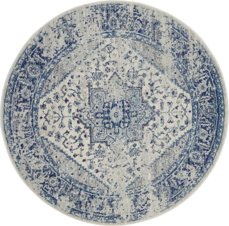 HomeRoots Floral Medallion Distressed Round Rug