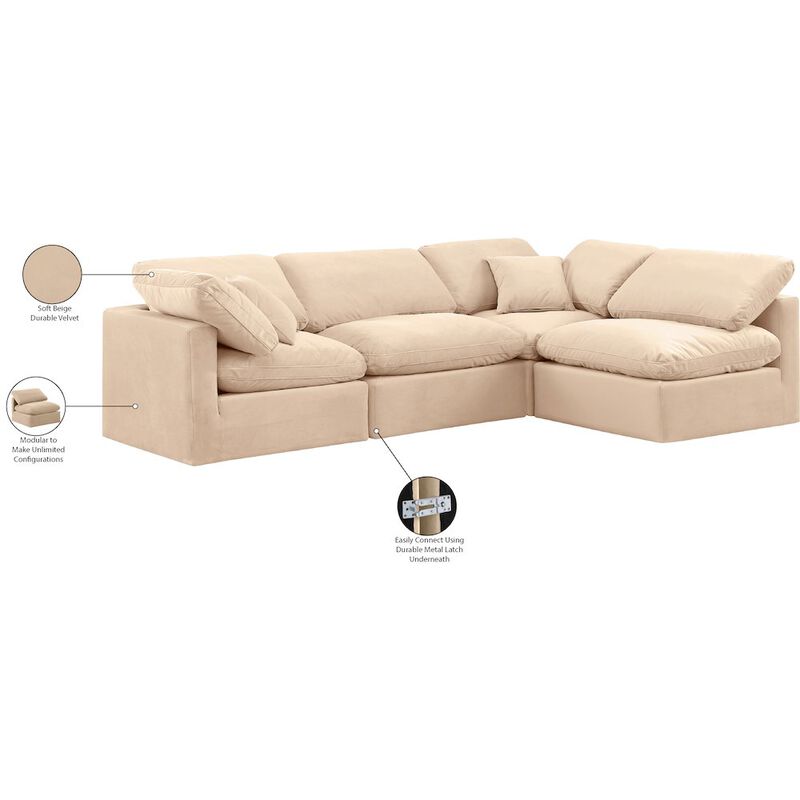 Meridian Furniture Indulge Beige Velvet Modular Sectional