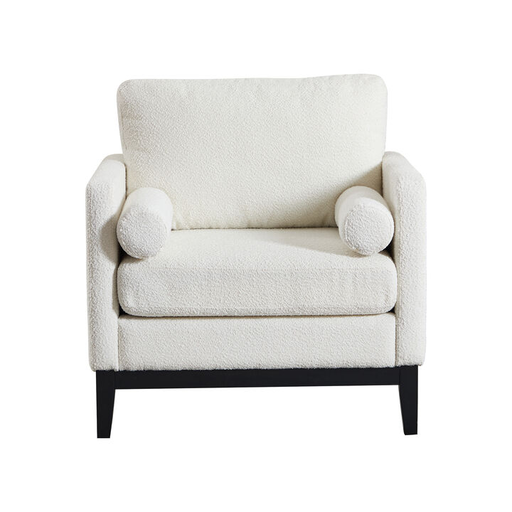 Merax Boucle Fabric Accent Chair with Pocket Springs