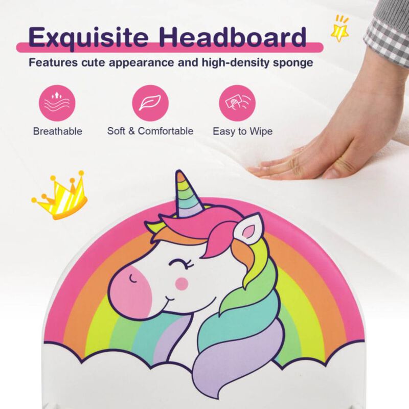 Hivvago Children Twin Size Upholstered  Platform Single Bed