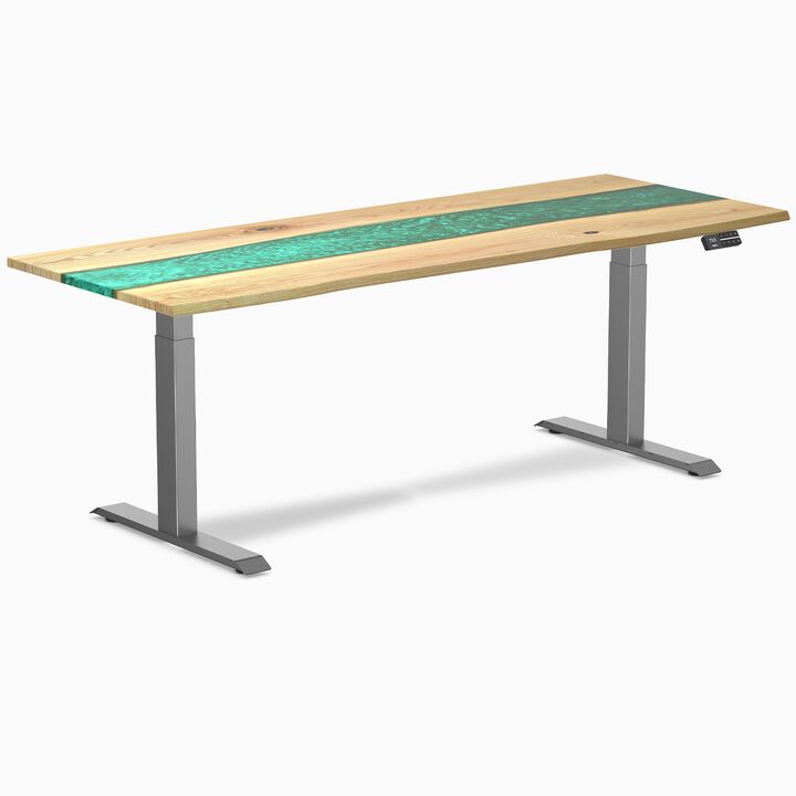 Desky Dual Resin Hardwood Sit Stand Desk