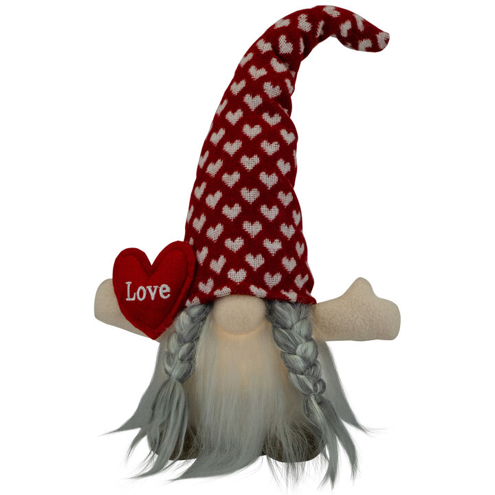 LED Lighted Girl Valentine's Day Gnome with Love Heart - 13"
