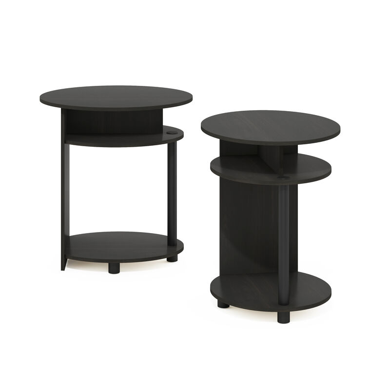 Furinno  Jaya Simple Design Oval End Table, Walnut  Set of 2