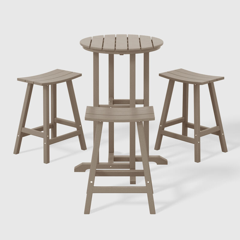 WestinTrends Outdoor Patio Counter Height Bar Stools Bistro Bar Table 4-Piece Set