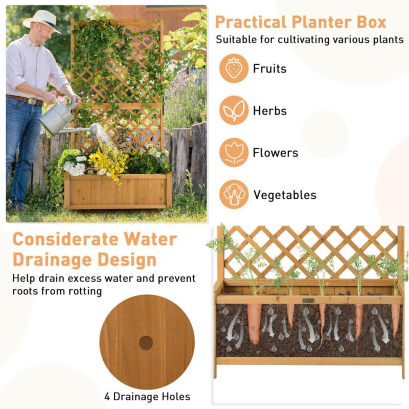 Hivvago Planter Raised Bed with Trellis for Plant Flower Climbing-Orange