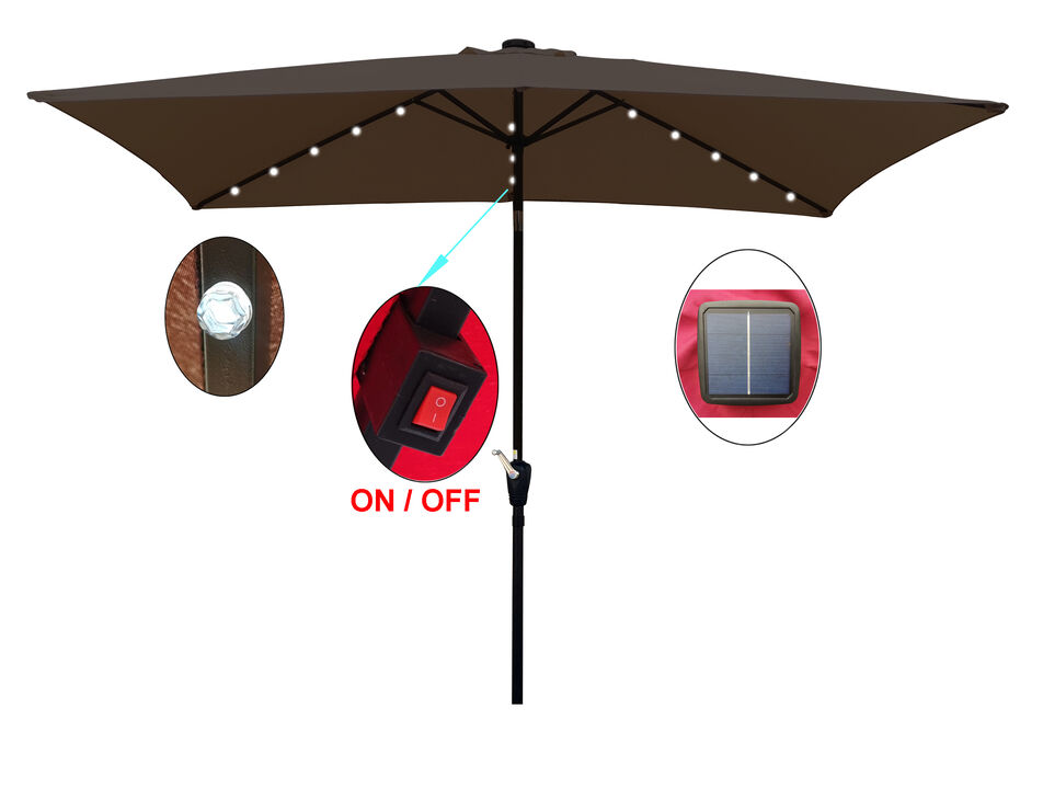 Streamdale Solar Lighted Patio Umbrella with Crank (10' x 6.5')