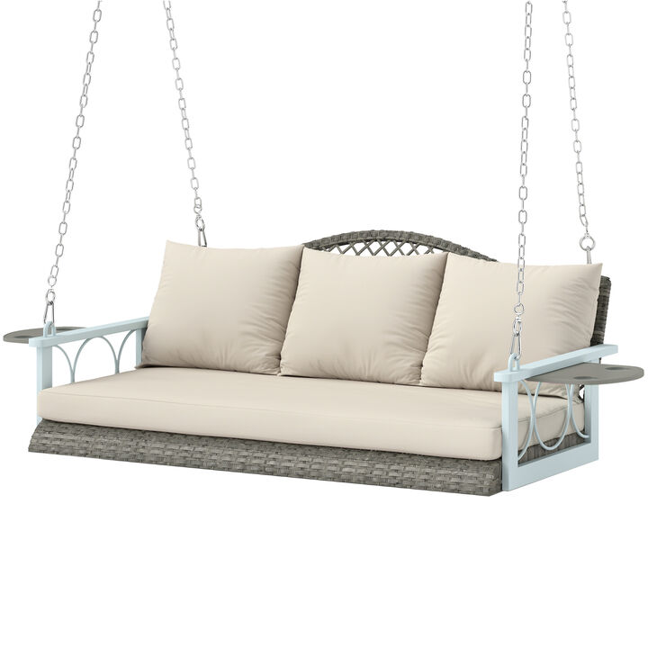 Hivvago 3 Person Wicker Hanging Porch Swing