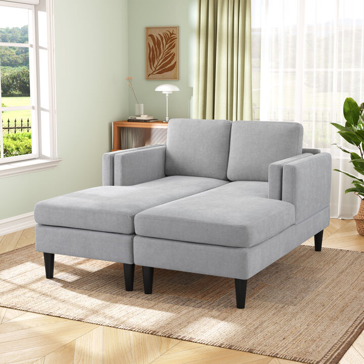 Merax Modular Chenille Chaise Lounge - Dual-Layer Armrests with Flexible Layouts Accent Chairs