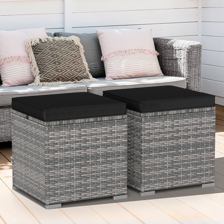 Set of 2 Outdoor Patio Ottomans with Hidden Storage Space