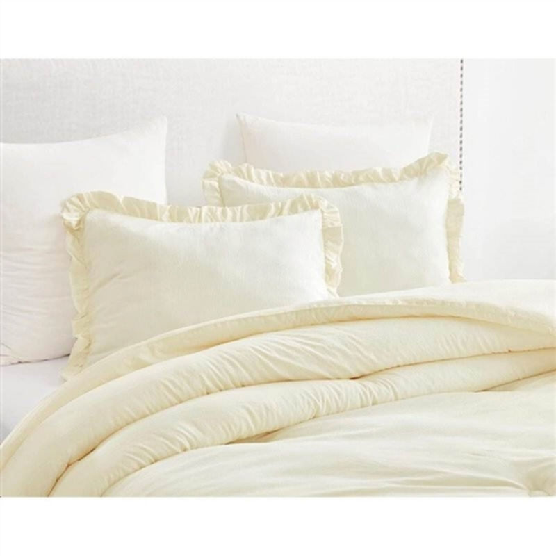 Soft Microfiber Comforter Set 3-Piece with Ruffled Edge Trim for Bedroom Decor