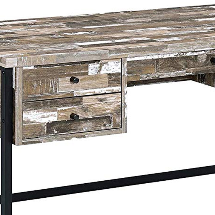 Rustic Style Wooden Writing Desk with Drawers-Benzara