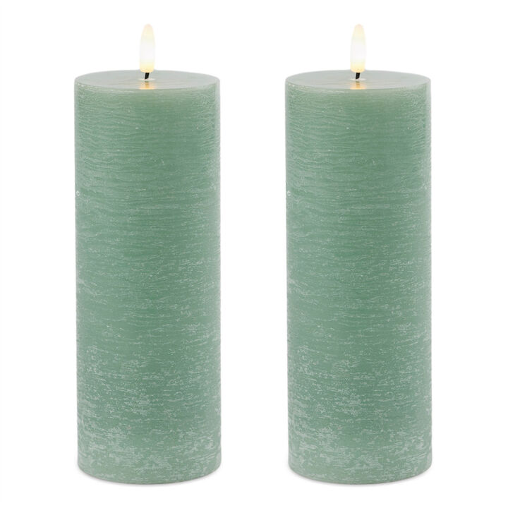 HomeRoots Set of Two Unscented Candle Flameless Pillar Candles