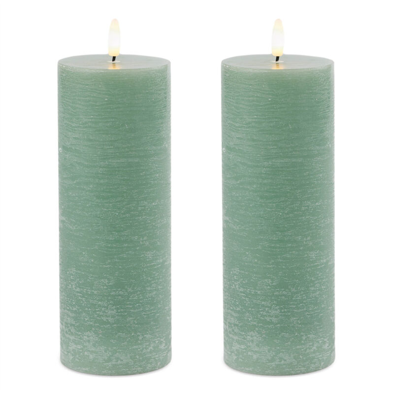HomeRoots Set of Two Unscented Candle Flameless Pillar Candles image number 0