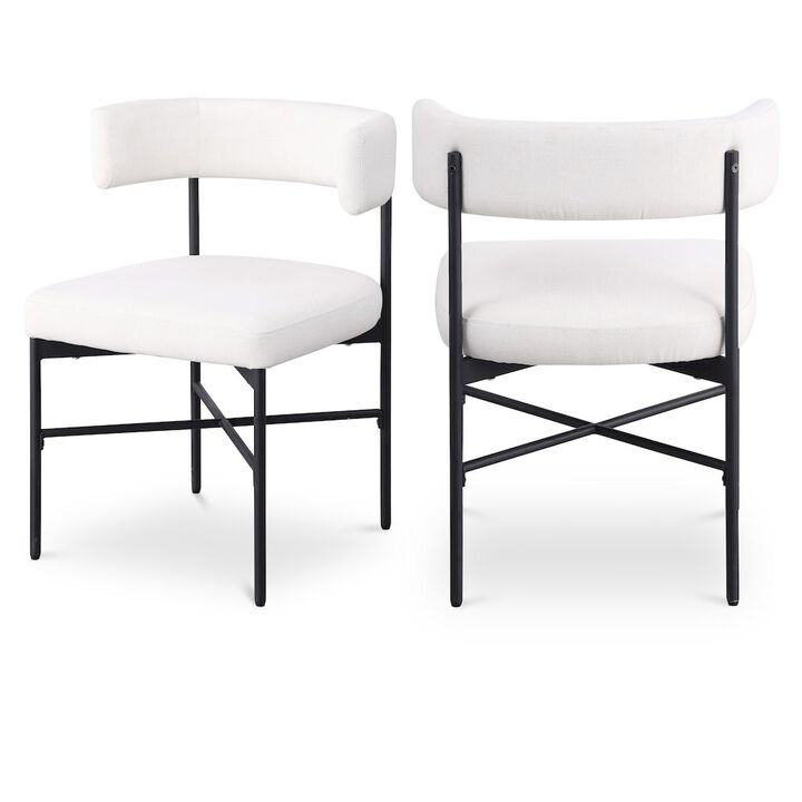 Meridian Furniture Rivage Cream Durable Linen Textured Fabric Dining Chair, Set of 2