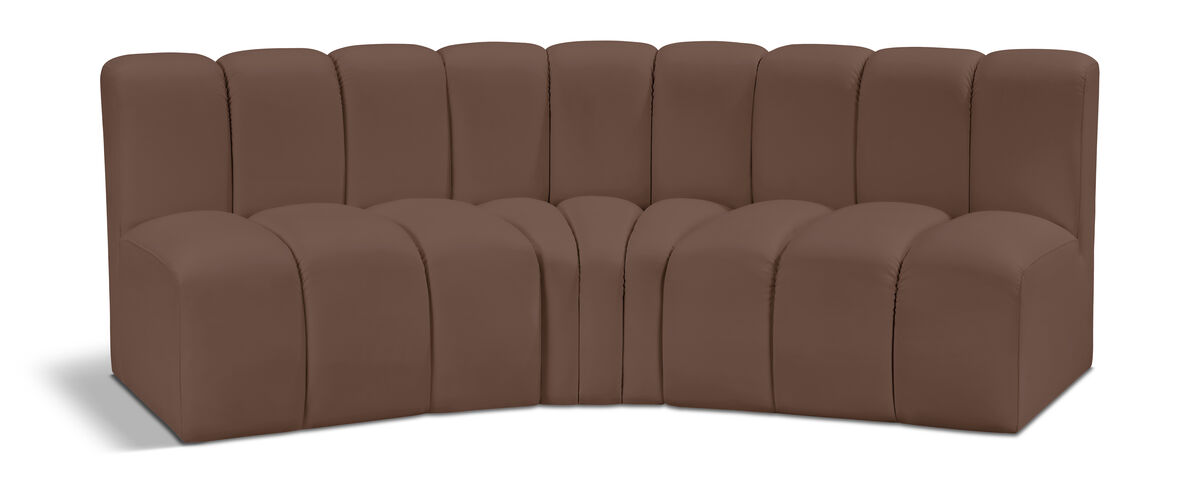 Meridian Furniture Arc Brown Vegan Leather Modular Sofa