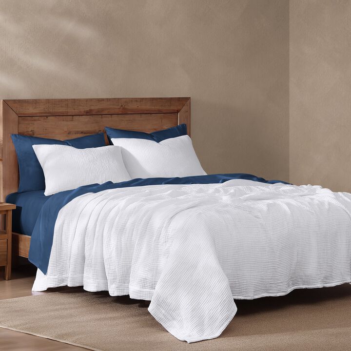 Cotton Voile White Full/Queen Blanket Set