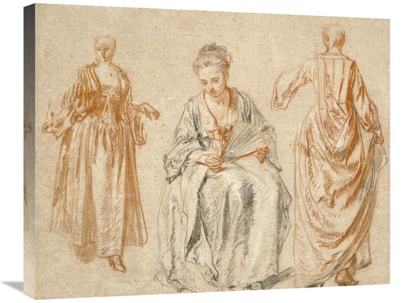 Studies of Three Women-Canvas Art-28x22