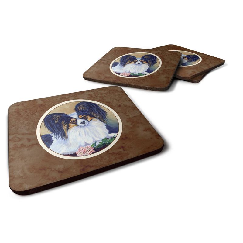 Caroline's Treasures 7037FC Papillon A Rose For You Foam Coasters (Set of 4), 3.5, Multicolor image number 0