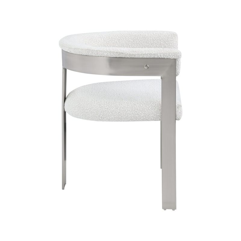 Meridian Furniture Romeo Cream Boucle Fabric Dining Chair, Set of 2