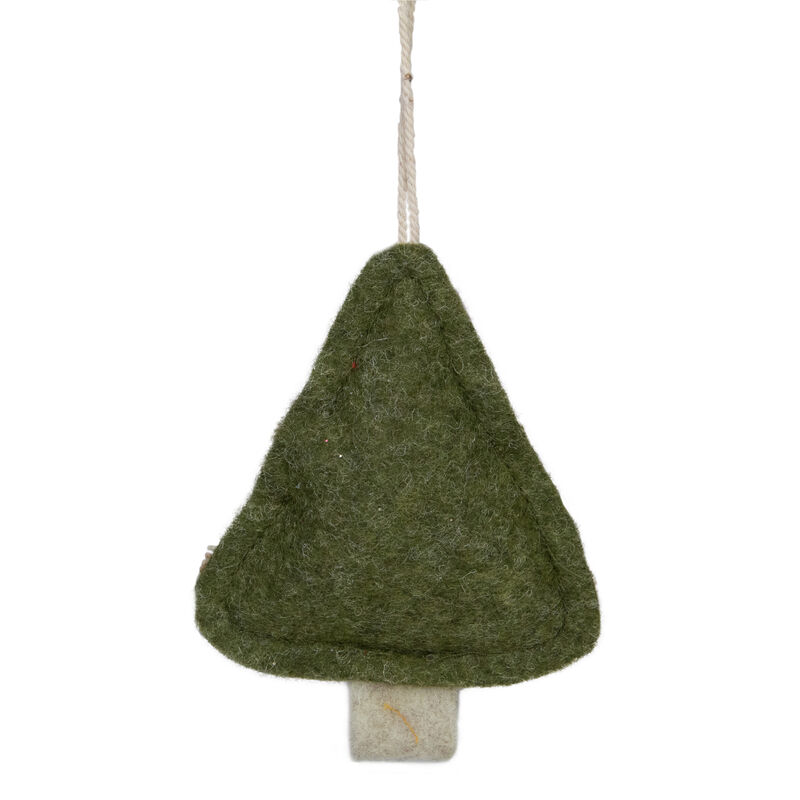 4.5" Green Tree Shaped Plush Christmas Ornament image number 3