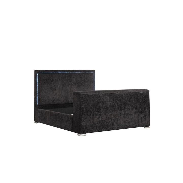 Best Master Furniture Modern Upholstered Bed Frame with Hidden TV Lift Storage, California King, Black