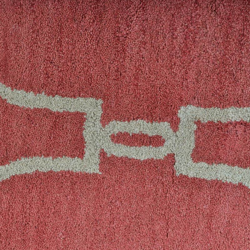 RUGSOTIC CARPETS HAND TUFTED WOOL ECO-FRIENDLY AREA RUGS  - 8'x8', Round Shape, Light Red Beige, Geometric Modern Design, High Pile Handmade Anti Skid Area Rugs for Living Room, Bed Room (K01004)