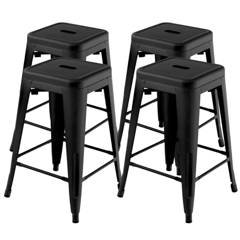Hivvago 24 Inch Set of 4 Tolix Style Counter Height Barstool Stackable Chair