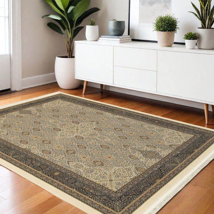 HomeRoots Medallion Area Rug With Fringe