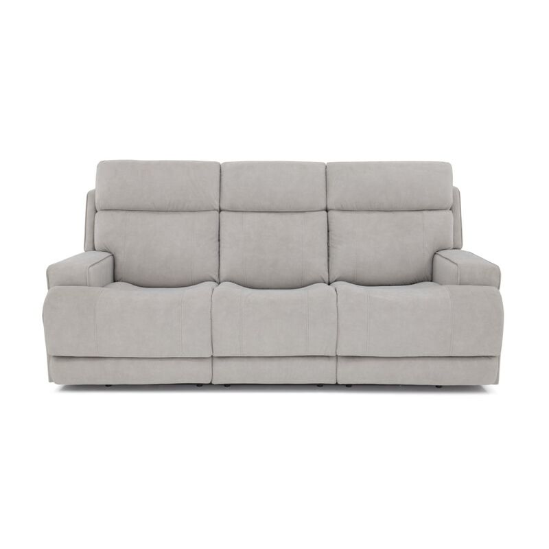 Gray Leather Power Reclining Sofa with Adjustable Headrests and Comfort image number 4
