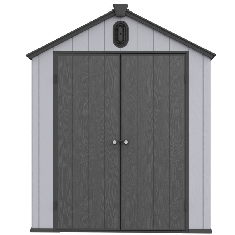 Mondawe 6x8ft Plastic Storage Shed,Rainproof Roof & Hinged Door,Backyard Garden Organization