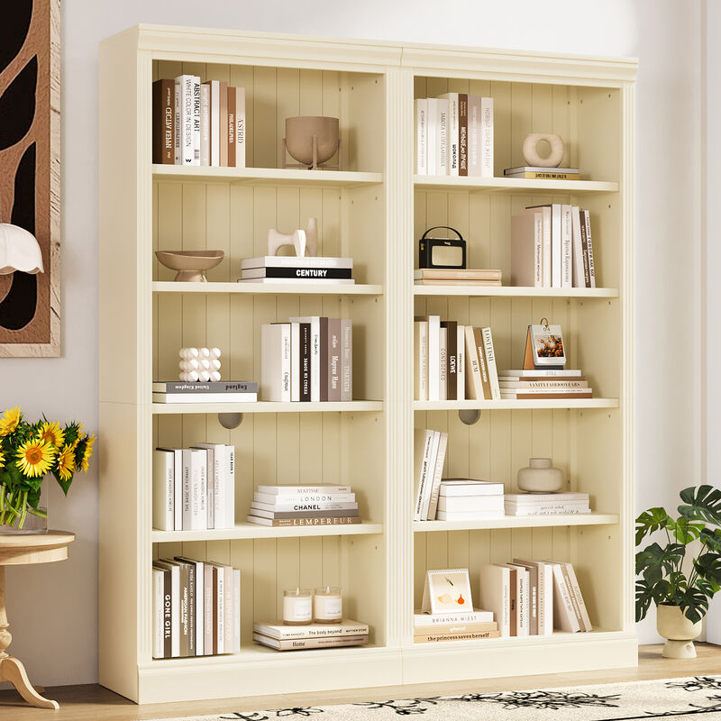 Merax 10-Tier Solid Wood & Thickened MDF Bookcase Suite