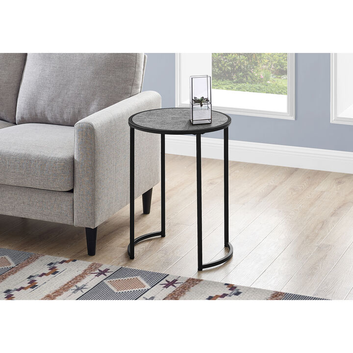 Monarch Specialties I 2206 Accent Table, Side, Round, End, Nightstand, Lamp, Living Room, Bedroom, Metal, Laminate, Grey, Black, Contemporary, Modern