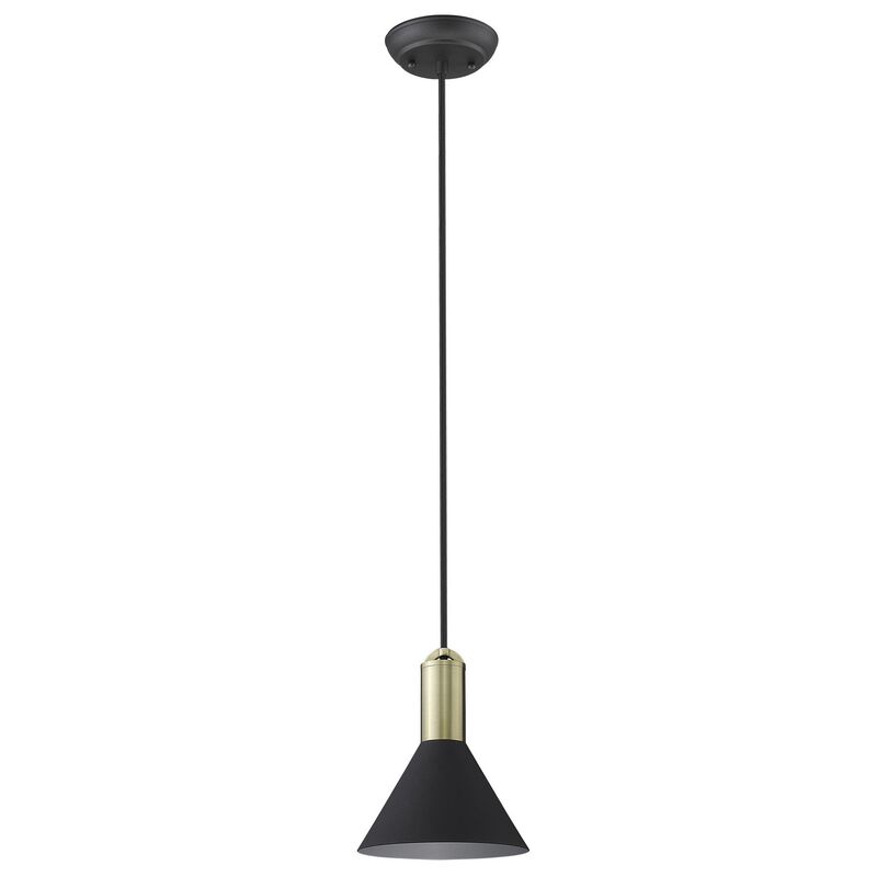 Hivvago Matte Black and Gold Conical Pendant Hanging Light