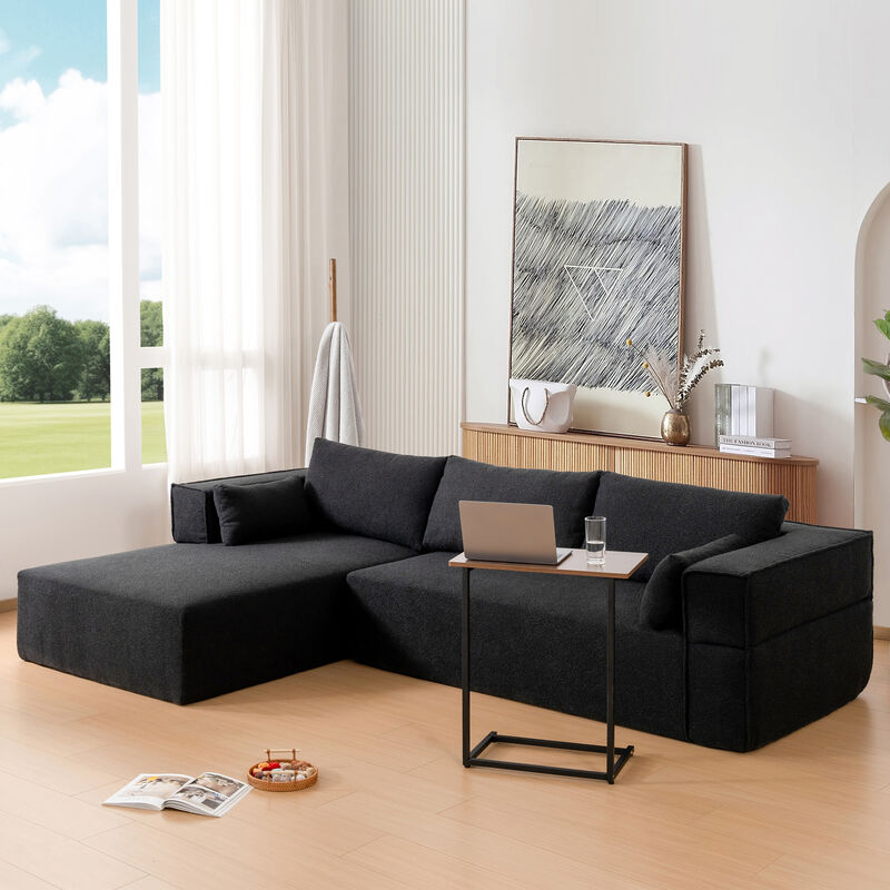 Merax Fully Compressed Modular Sectional Sofa with 1 Side Table
