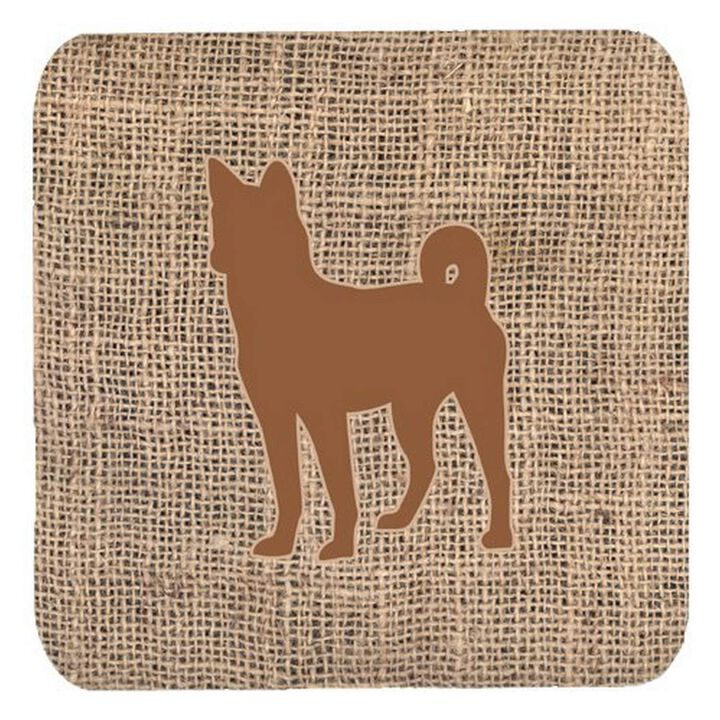 Caroline's Treasures BB1110-BL-BN-FC Basenji Burlap and Brown Foam Coasters (Set of 4), 3.5 H x 3.5 W, Multicolor