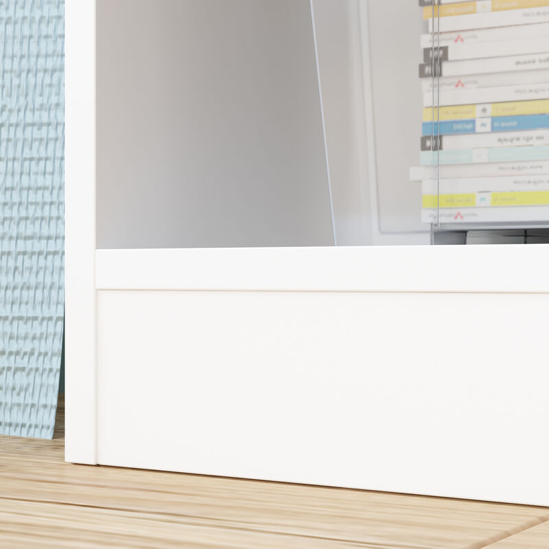 41.3 in. H x 55.1 in. W White Wood 10-Shelf Freestanding Standard Bookcase Display Bookshelf With Cubes