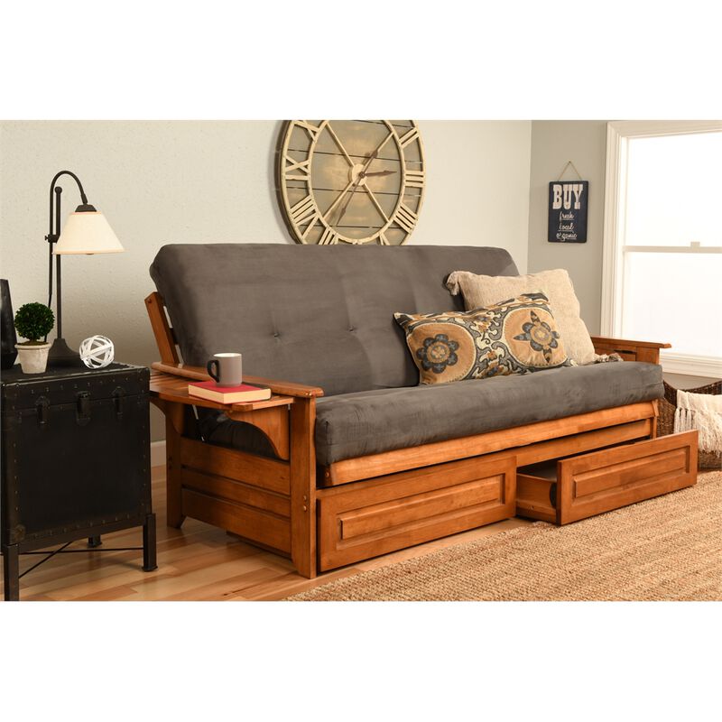 Phoenix Frame-Barbados Finish-Suede Gray Mattress-Storage Drawers image number 1