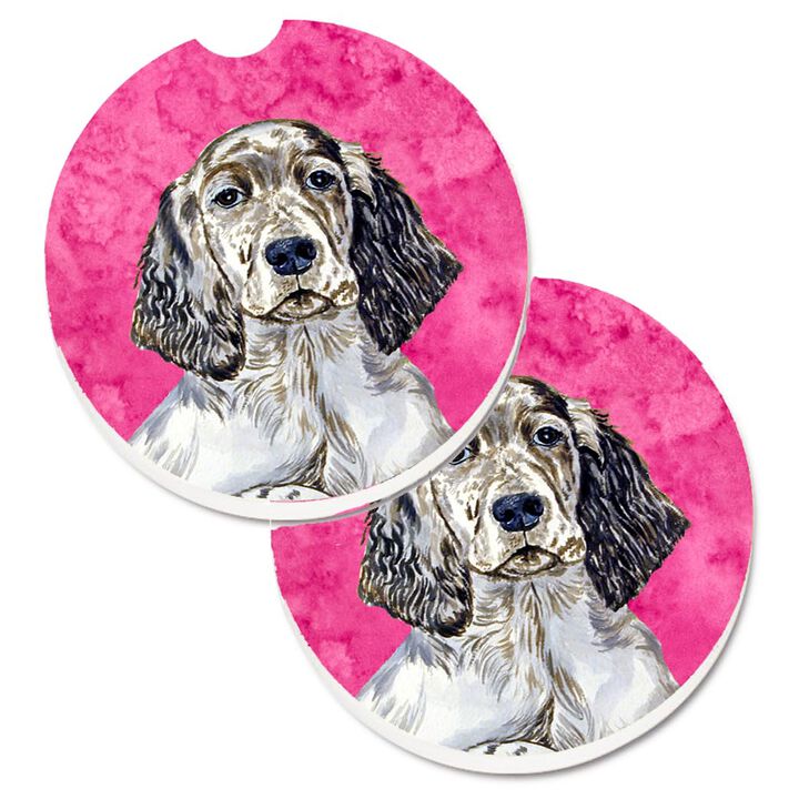 Caroline's Treasures Pink English Setter Set of 2 Cup Holder Car Coasters LH9367PKCARC, 2.56, Multicolor