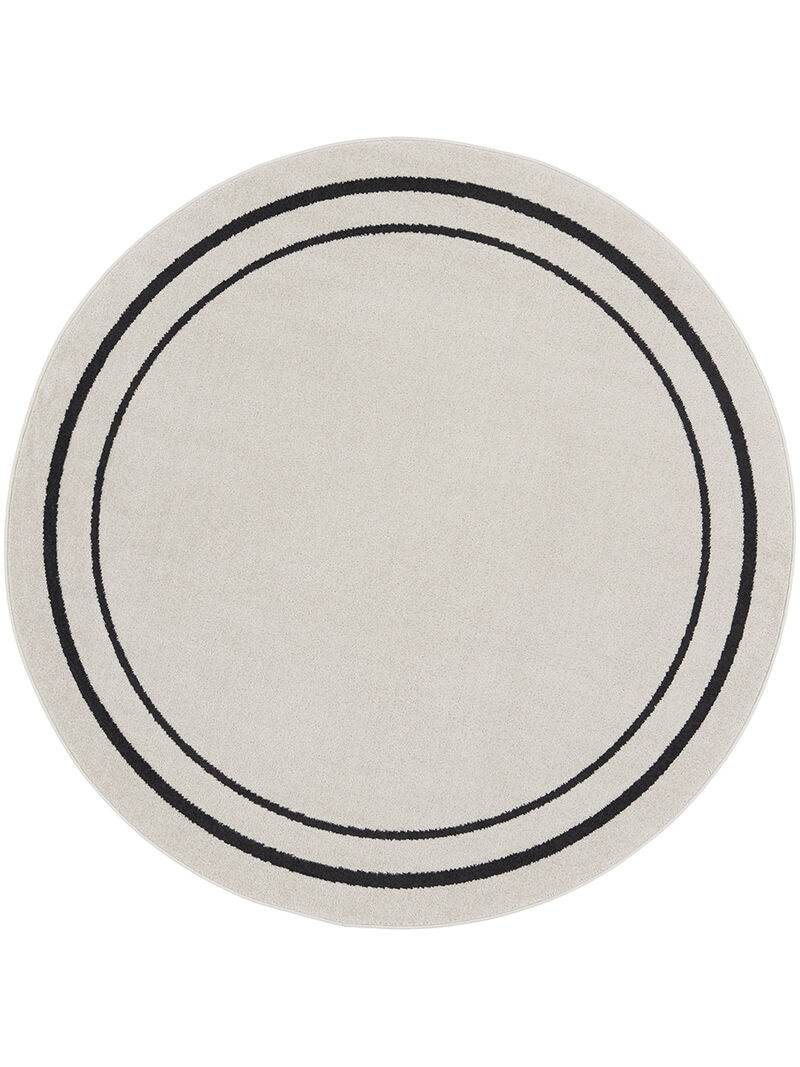 Nourison Essentials NRE02 Ivory/Black 8' x Round Rug image number 0