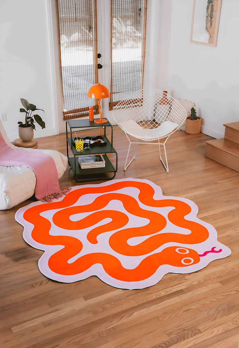 Lany Space Area Rug, Washable Rugs Non-Slip, Spiral Snake Design Rug for Living Room image number 1
