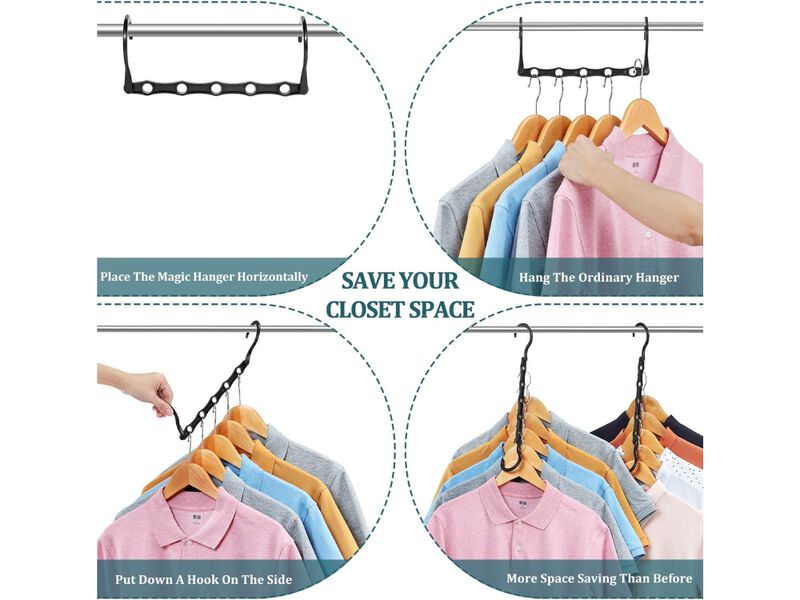 6 Pack Closet Organizers & Storage | Magic Space-Saving Hangers for Clothes image number 1