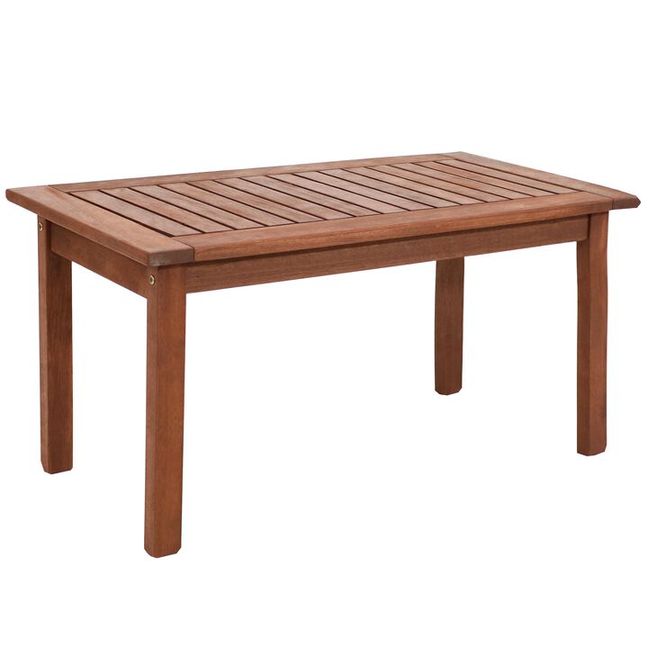 Sunnydaze 35.5 in Meranti Wood Rectangular Patio Coffee Table