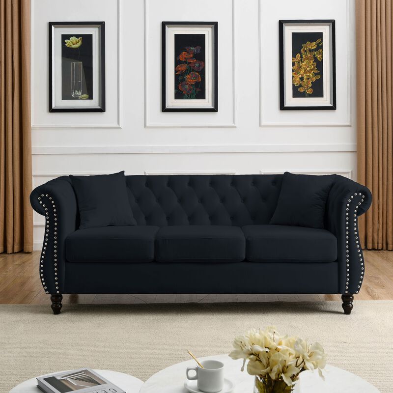 Schalf Velvet 3 Seater Chesterfield Sofa image number 1