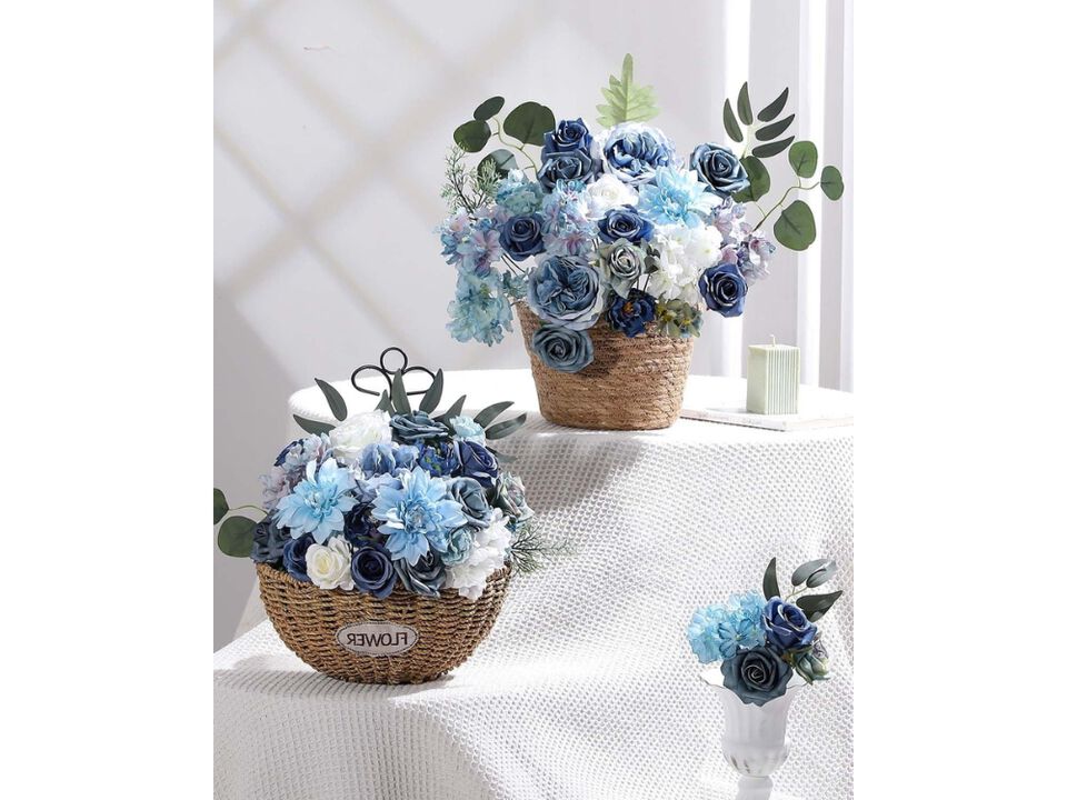 White Artificial Rose Flower Stems Wedding Centerpiece Decor