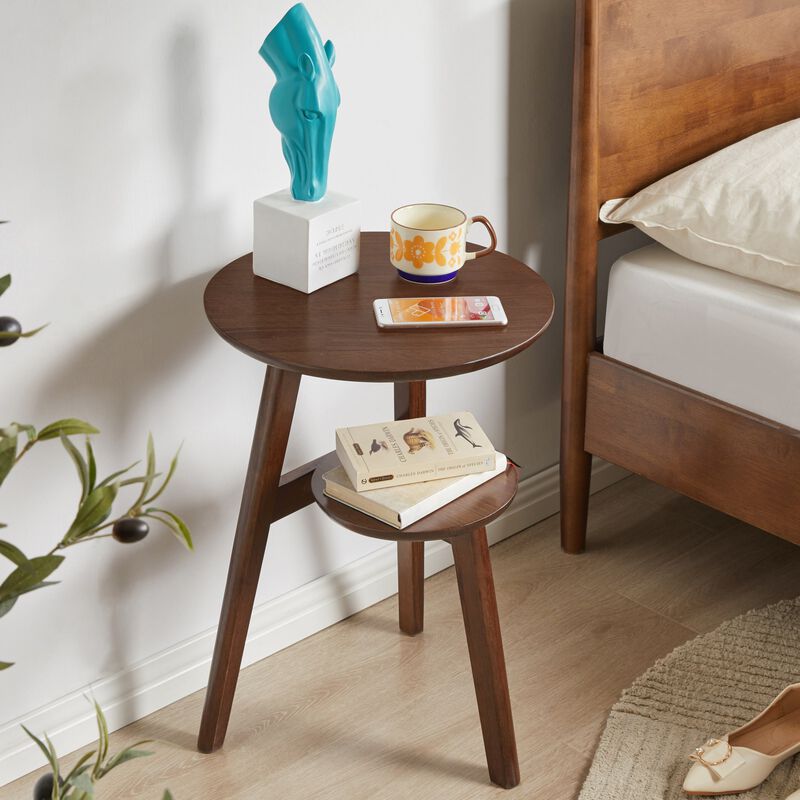 Voxfi Solid Wood 2-Tier Side Table image number 3