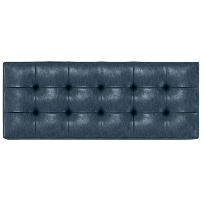 Cosmopolitan 44 inch Wide Transitional Rectangle Storage Ottoman Bench with Open Bottom in Denim Blue Faux Leather image number 4