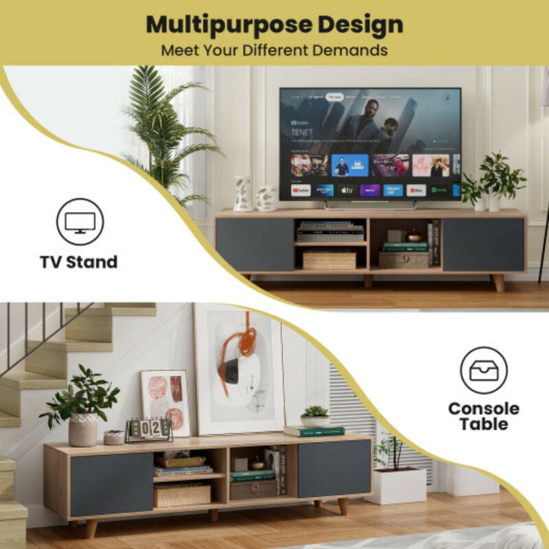 TV Stand Cabinet for TVs up to 65 Inch with Open Shelf for Living Room