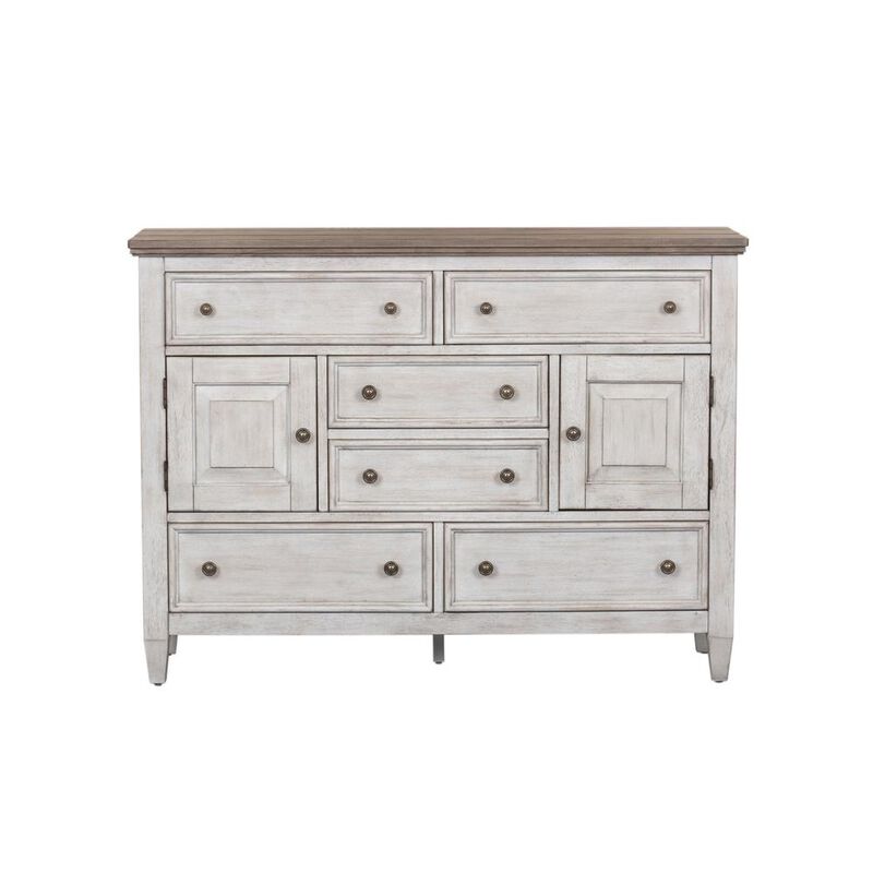 Liberty Furniture Heartland 2 Door 6 Drawer Chesser in Antique White w/ Tobacco Top image number 0