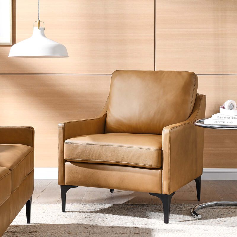 Corland Leather Armchair Brown image number 1