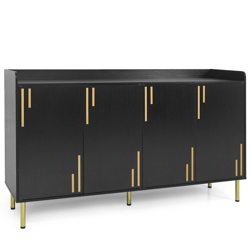 Modern 55 Inch Credenza Buffet Cabinet with 4 Doors Metal Legs Storage image number 0